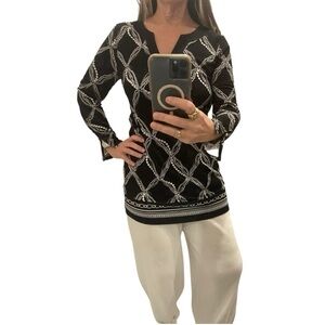 White House Black Market Black and White Long Sleeve Tunic Dress .Size M